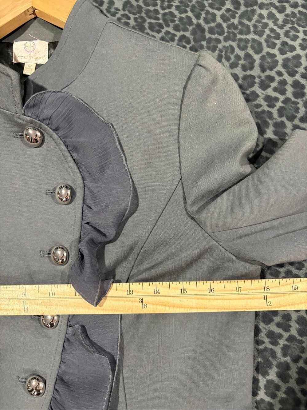 Hot in Hollywood Gray Ruffle Military Jacket Blazer Women’s M Victorian Regency - Picture 6 of 9